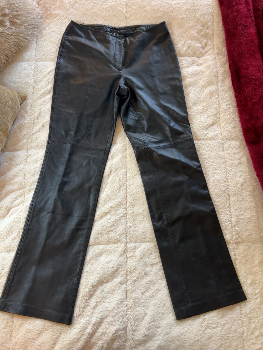 NWOT INC International Concepts Black Leather Pants Size 6 Lined Straight Leg